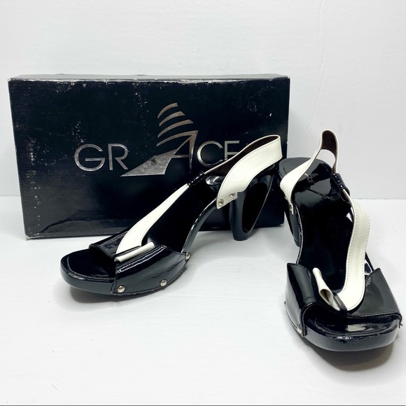 Vintage Grace Patent Slingback with Cutout Heels - Picture 1 of 9